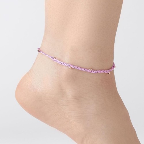Purple Knitted Thread Bulk Silver Anklet - CNG Jewels