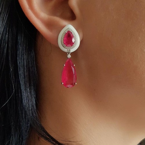 CNG Jewels - Mücevher Tasarımı Damla Yakut Mineli Gümüş Bayan Küpe