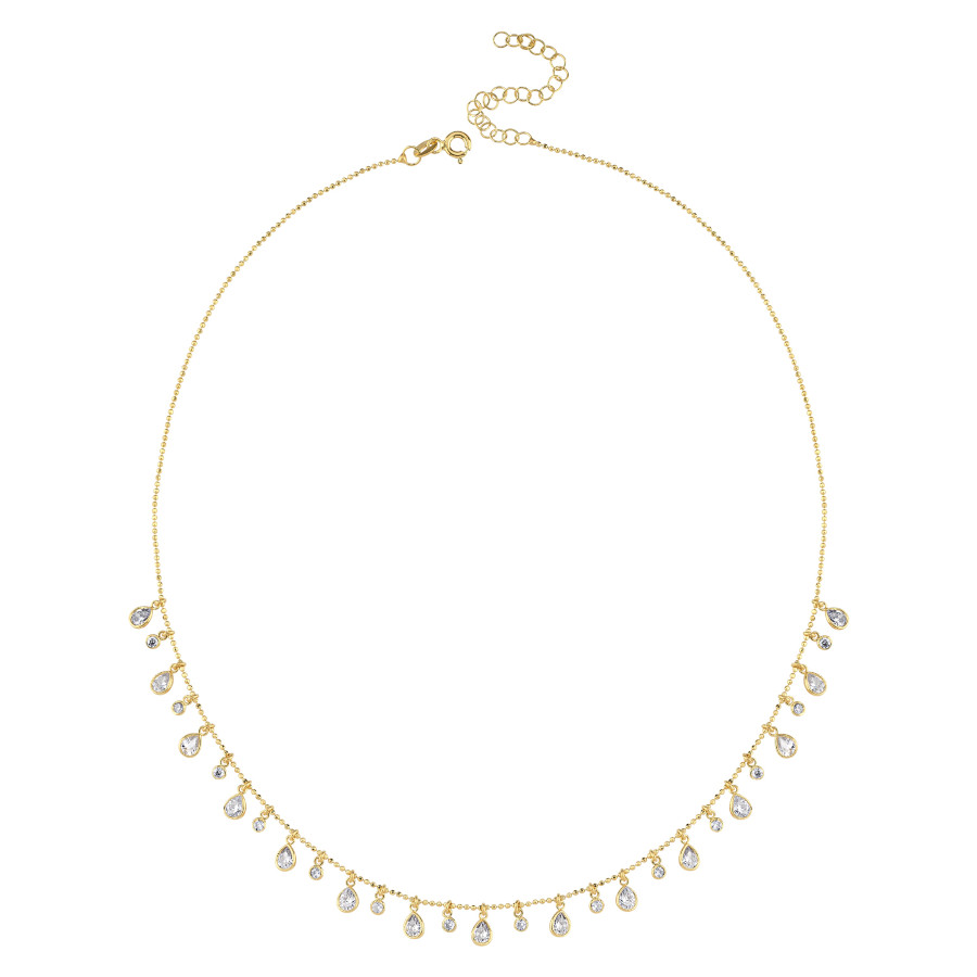 Multi Damla Taşlı Gold Gümüş Kolye - CNG Jewels