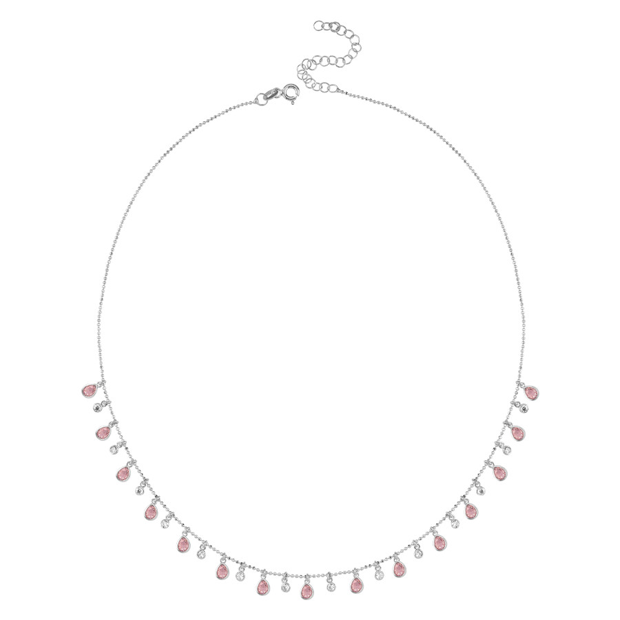 Multi Pembe Damla Taşlı Gümüş Kolye - CNG Jewels