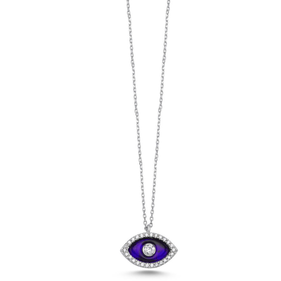 Murano Small Dark Blue Eye Silver Women's Necklace - CNG Jewels