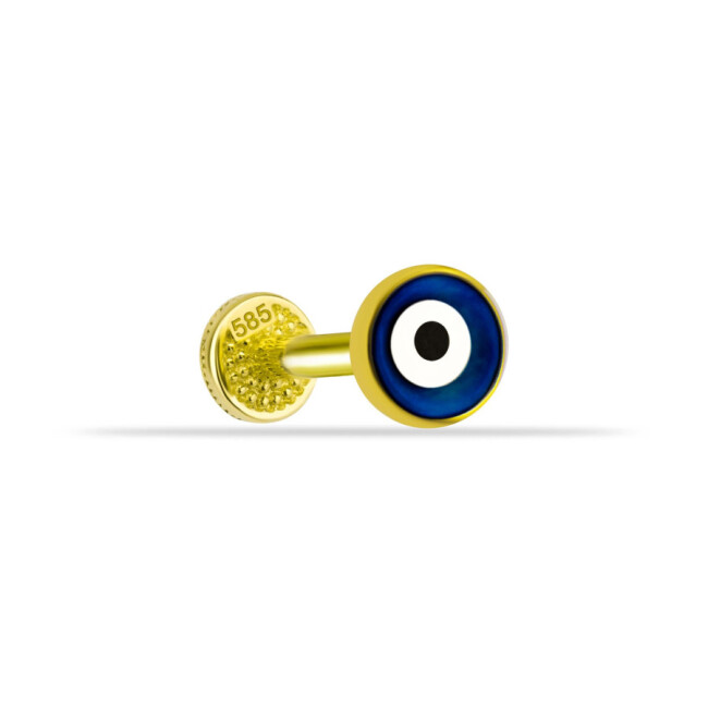 Nazar Boncuğu Altın Tragus Piercing - 1