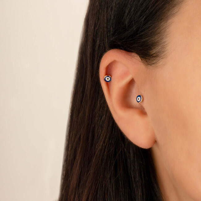 Nazar Boncuğu Altın Tragus Piercing - 2