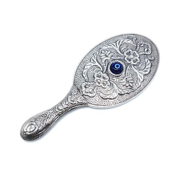 Nazar Boncuklu Orta Boy Gümüş El Aynası - 1