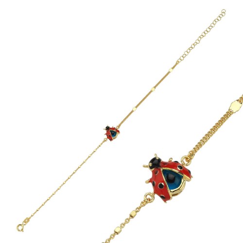 Evil Eye Ladybug Women's Silver Bracelet - 1