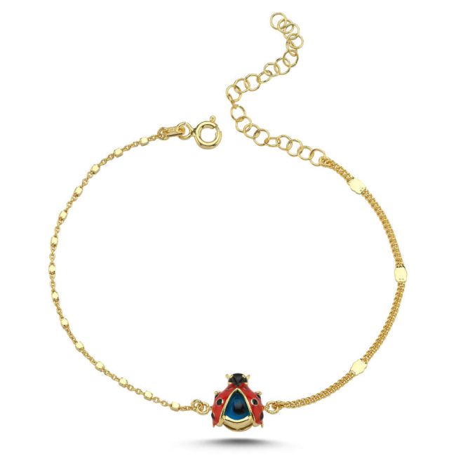 Evil Eye Ladybug Women's Silver Bracelet - 2