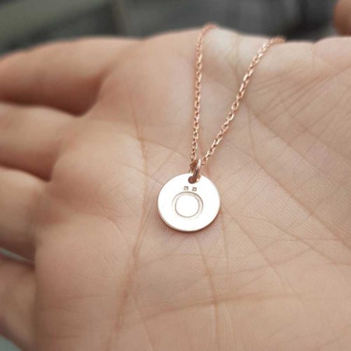 CNG Jewels - Ö Harfi Rose Minimal Plaka Gümüş Bayan Kolye