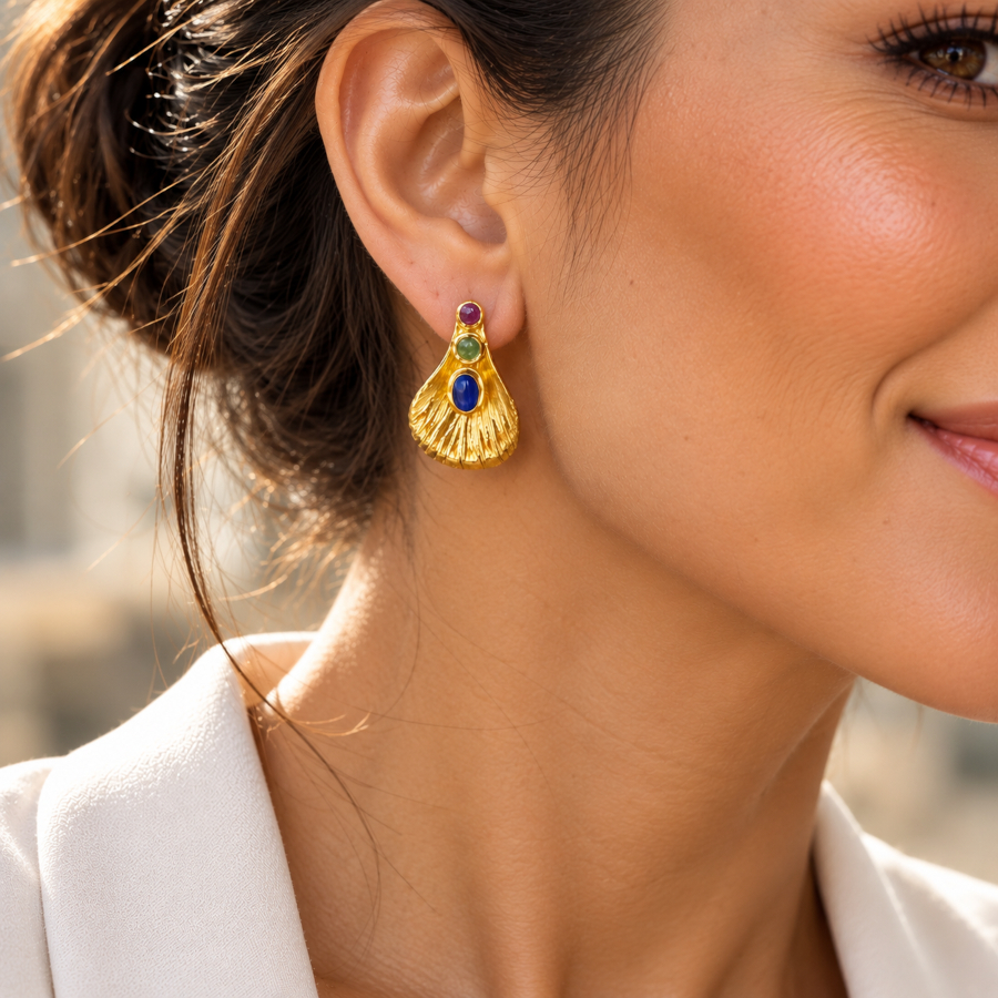 Ocean Kyanit Taşlı Tasarım Gümüş Küpe - CNG Jewels (1)