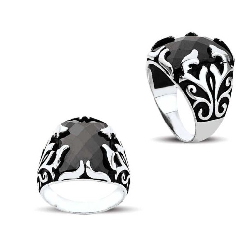 CNG Jewels - Oniks Taşlı Alev Modeli Gümüş Erkek Yüzüğü