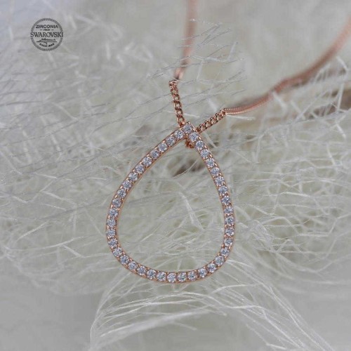 Swarovski Taşlı Su Damlası Gümüş Kadın Kolye - 2