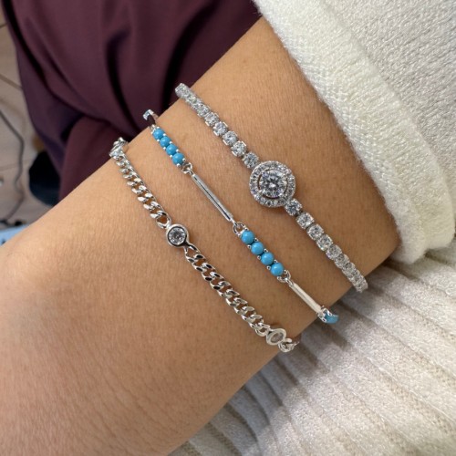 2mm Waterway Silver Bracelet with Solitaire Center - CNG Jewels (1)