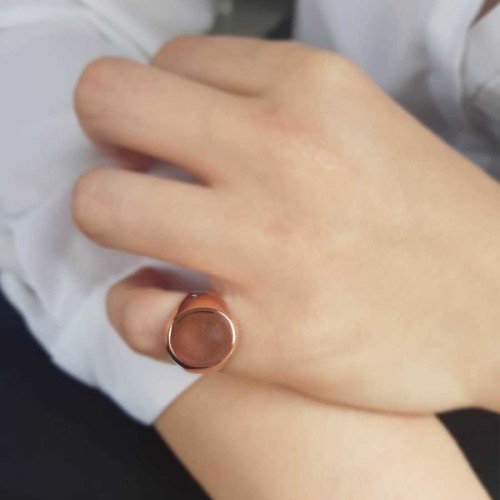 Oval Flat Pinky Finger Silver Women's Ring - CNG Jewels