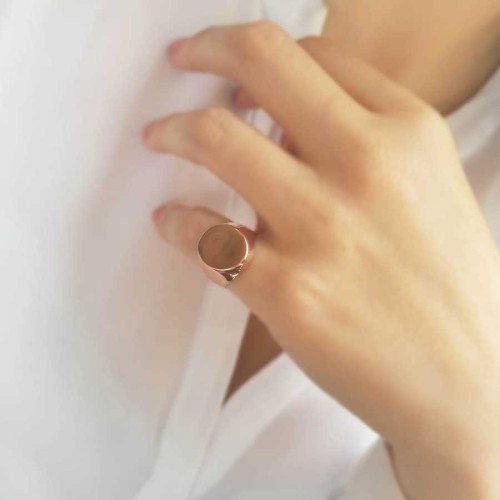 Oval Flat Pinky Finger Silver Women's Ring - CNG Jewels (1)