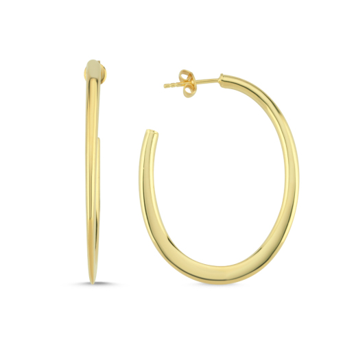 Oval Gold Halka Kadın Gümüş Küpe - CNG Jewels