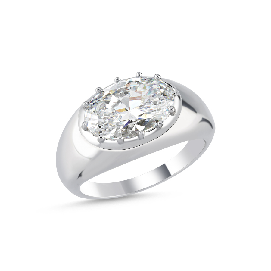 Oval Solitaire Women's Silver Ring - CNG Jewels
