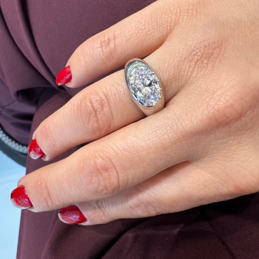 Oval Tektaş Kadın Gümüş Yüzük - CNG Jewels (1)