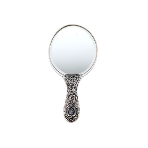 Oval Turkuaz Taşlı Gümüş El Aynası No.2 - Thumbnail