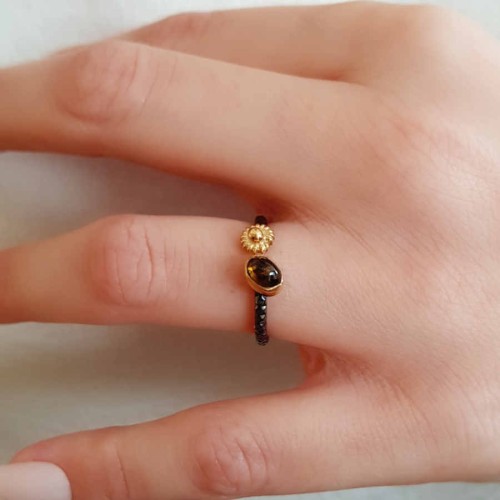 Oval Yeşil Turmalin Tasarım Kadın Gümüş Yüzük - CNG Jewels