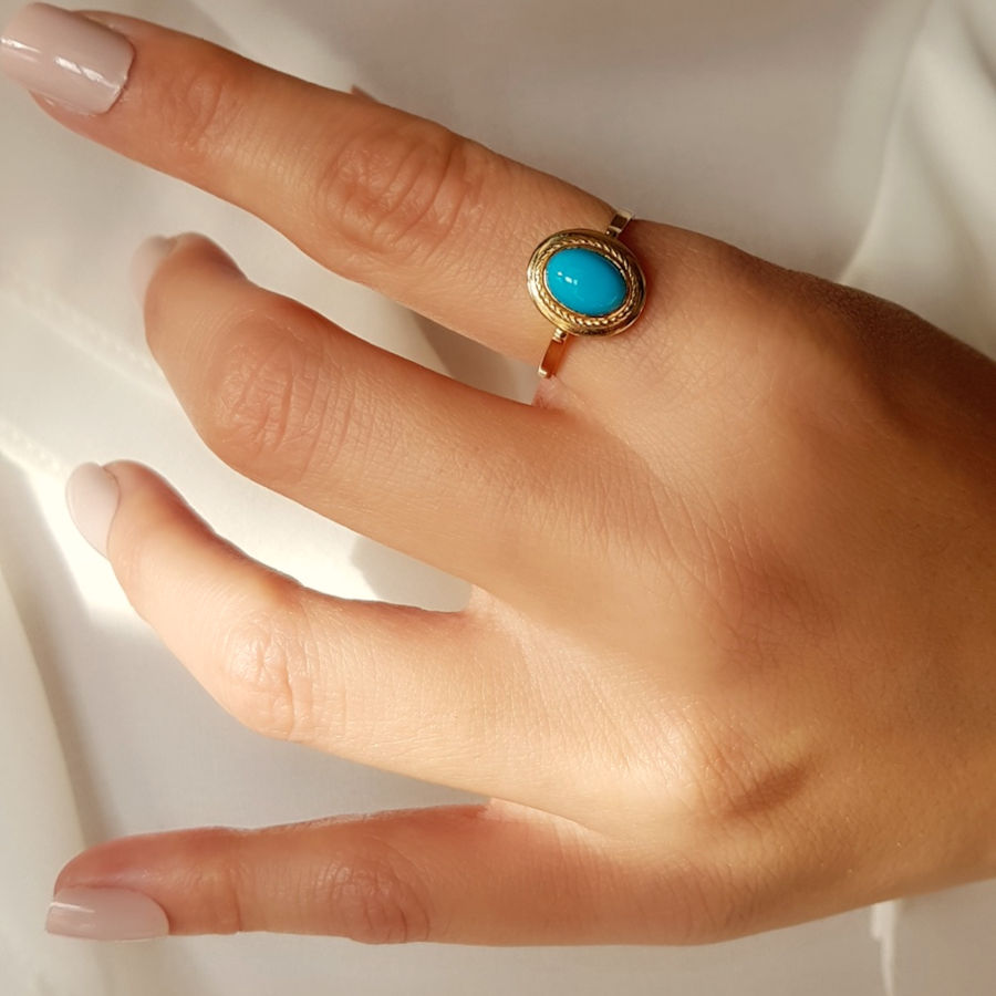 CNG Jewels - Oval Turquoise Stone Gold Ring
