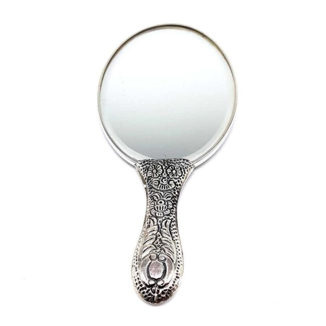 Oval Turquoise Stone Silver Hand Mirror No 1
