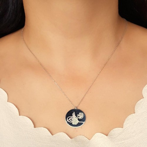 Special Calligraphy Tughra Basmala Written Silver Women's Necklace - CNG Jewels (1)