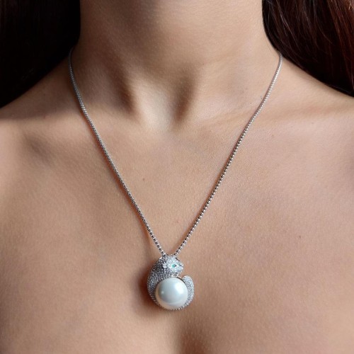 CNG Jewels - Özel Tasarım Kaplan İnci Kadın Gümüş Kolye