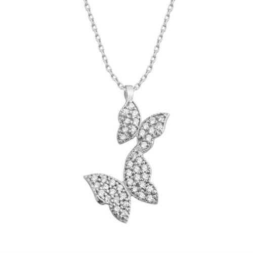 Papilio Double Butterfly Silver Women's Necklace - CNG Jewels