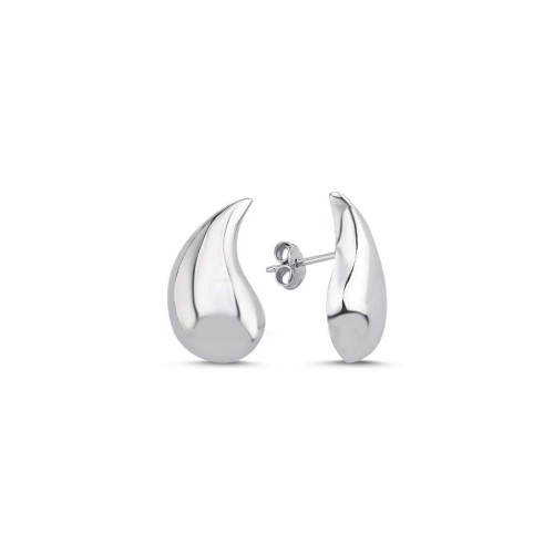 CNG Jewels - Parlak Düz Virgül Kadın Gümüş Küpe