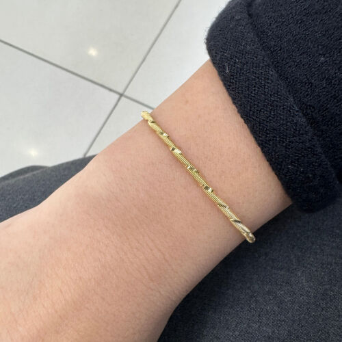 Italian Gold Silver Bracelet with Shiny Pencil Work - CNG Jewels