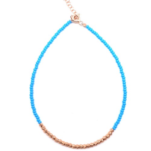 Parlak Kalemli Toplu Turkuaz Taşlı Gümüş Halhal - 1