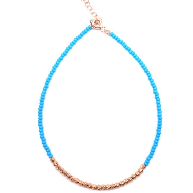 Parlak Kalemli Toplu Turkuaz Taşlı Gümüş Halhal - 1