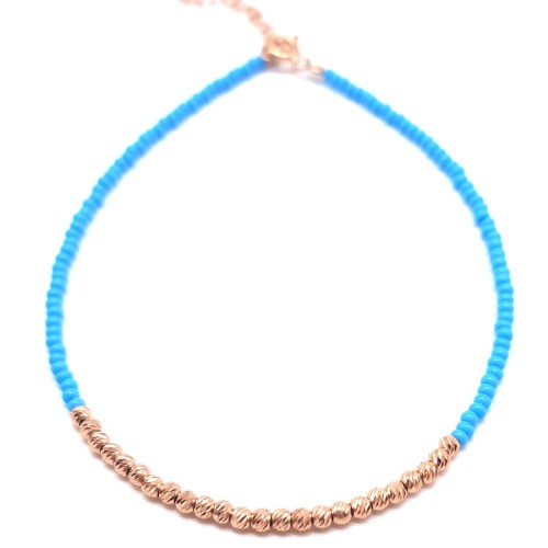 Parlak Kalemli Toplu Turkuaz Taşlı Gümüş Halhal - 2