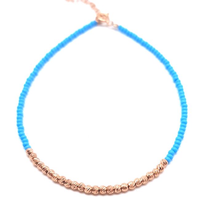 Parlak Kalemli Toplu Turkuaz Taşlı Gümüş Halhal - 2