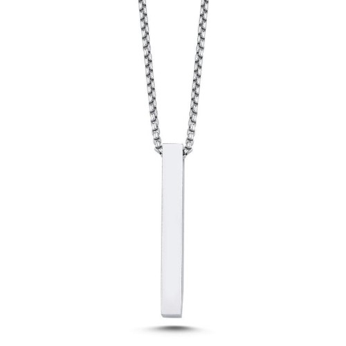 Parlak Üç Boyutlu Çubuk Çelik Erkek Kolye - 1