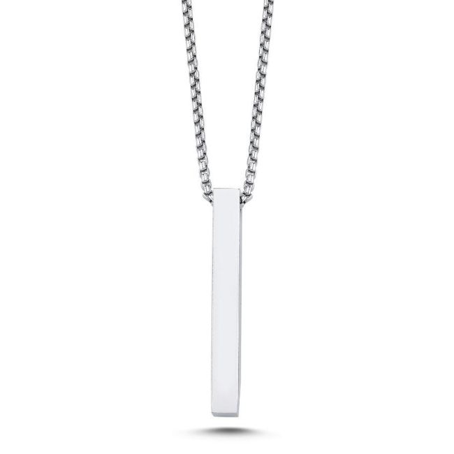 Parlak Üç Boyutlu Çubuk Çelik Erkek Kolye - 1