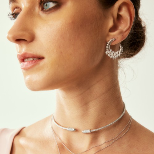 Pave Markiz Dilimli Kadın Gümüş Küpe - CNG Jewels (1)