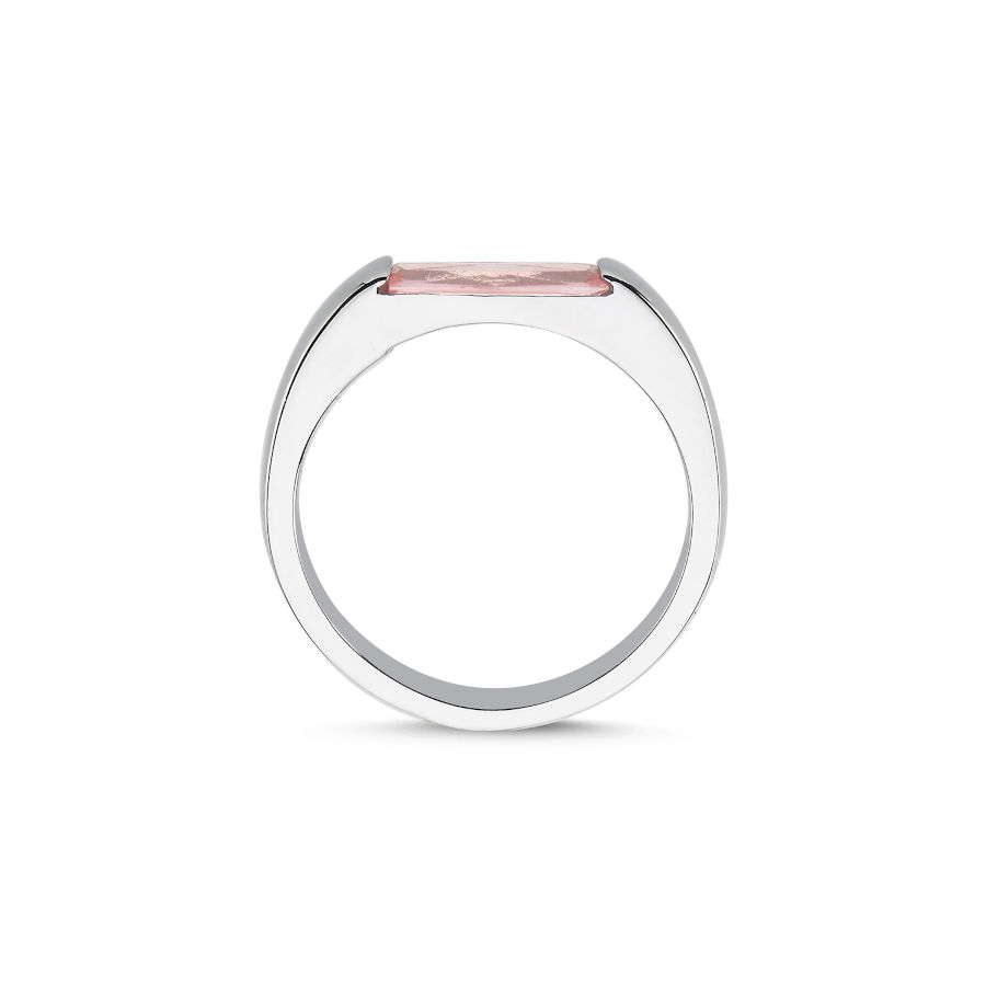 Pink Baguette Women's Silver Ring - CNG Jewels (1)