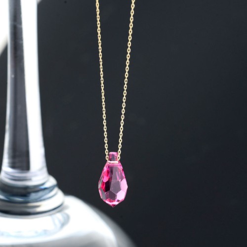 Pink Swarovski Crystal Gold Necklace - 3