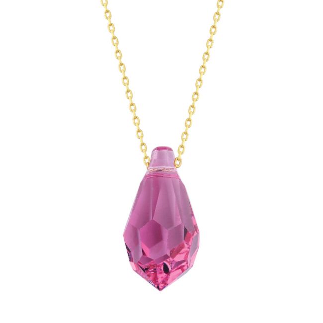 Pink Swarovski Crystal Gold Necklace - 1