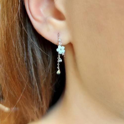 CNG Jewels - Perola Çiçekli Gümüş Bayan Küpe