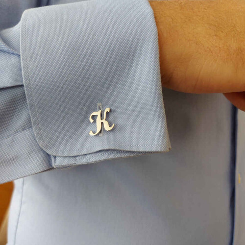 Personalized Medium Size Handwritten Silver Letter Cufflinks - CNG Jewels (1)