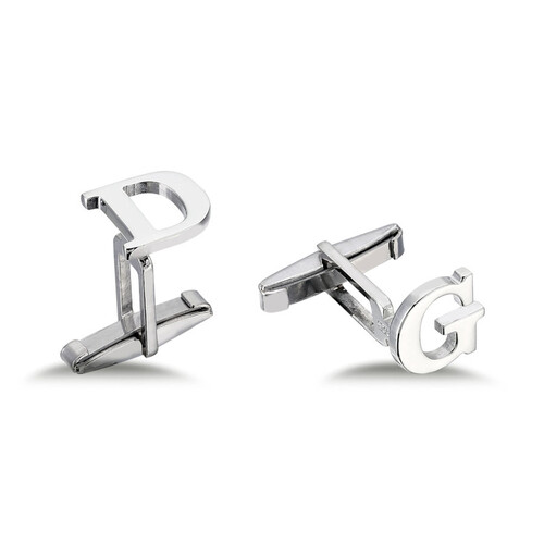 Personalized Plain Script Silver Letter Cufflinks - CNG Jewels