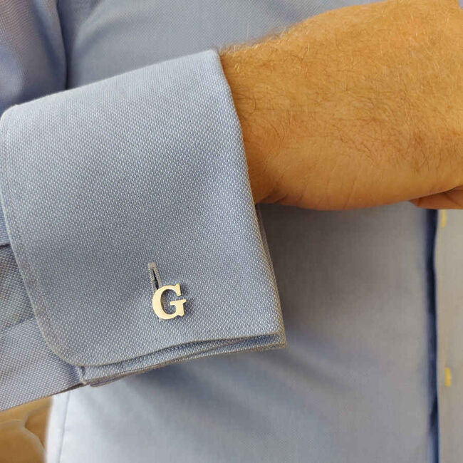Personalized Plain Script Silver Letter Cufflinks - 2