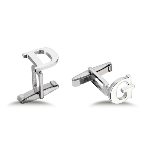 CNG Jewels - Personalized Plain Lettering Silver Letter Cufflinks