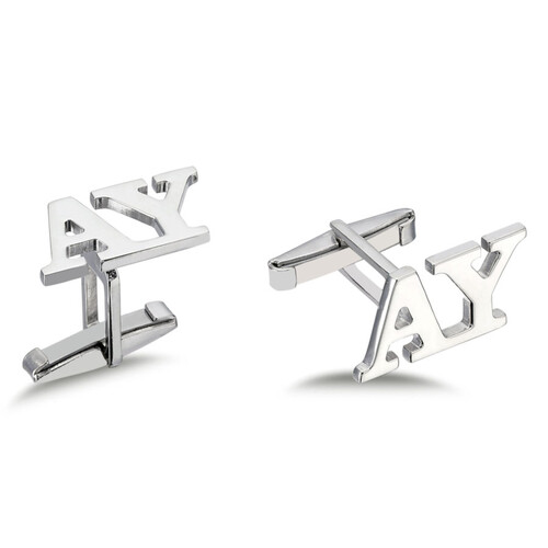 Personalized Plain Script Silver Two Letter Cufflinks - CNG Jewels