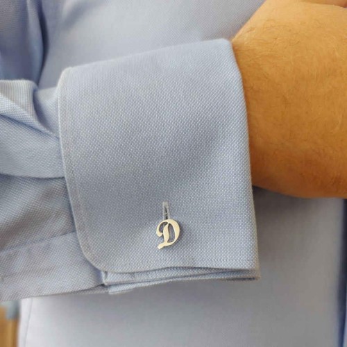 Personalized Silver Letter Cufflinks - Thumbnail