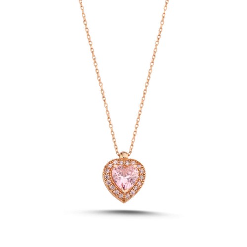 CNG Jewels - Pink Heart Rose Gold Necklace