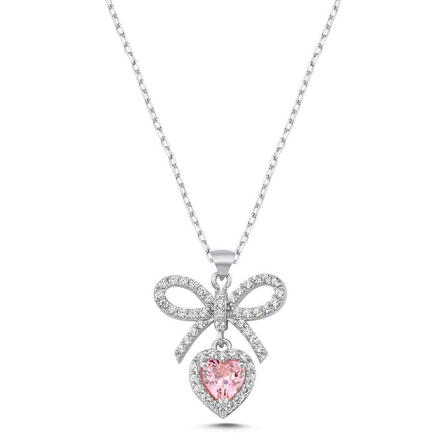 Pinky Kalp Fiyonk Gümüş Kadın Kolye - CNG Jewels