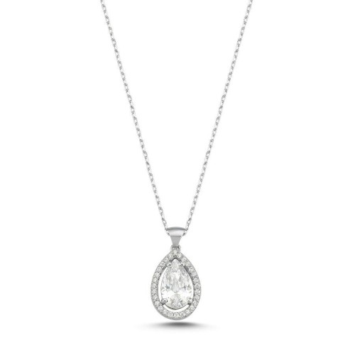 CNG Jewels - Pırlanta Modeli Damla Anturaj Gümüş Kadın Kolye