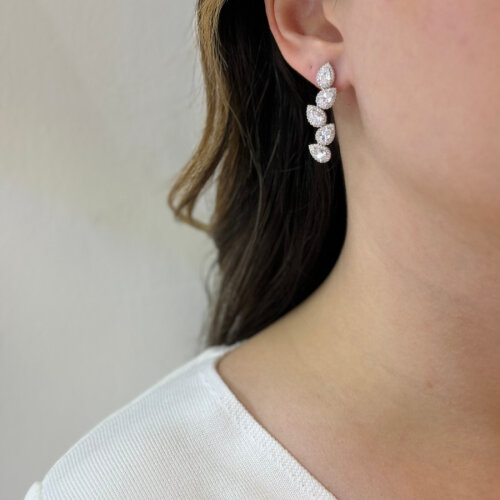 Diamond Designed Drop Stone Women's Evening Dress Silver Earrings - CNG Jewels (1)